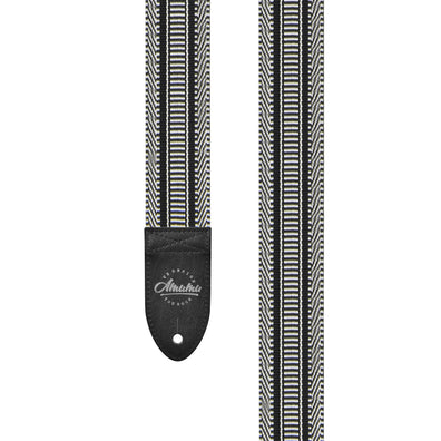 AMUMU Guitar Strap Black and White Weave -CO18W-BW